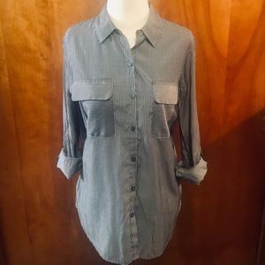 EXPRESS Gray & White Stripes Size S